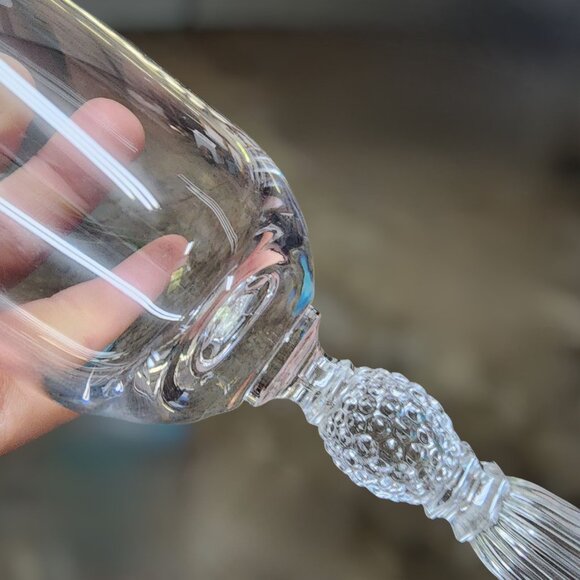 Vintage Crystal Champagne Flutes Tall Pineapple Ball Stem Cut Glass  Elegant Set - Picture 4 of 4